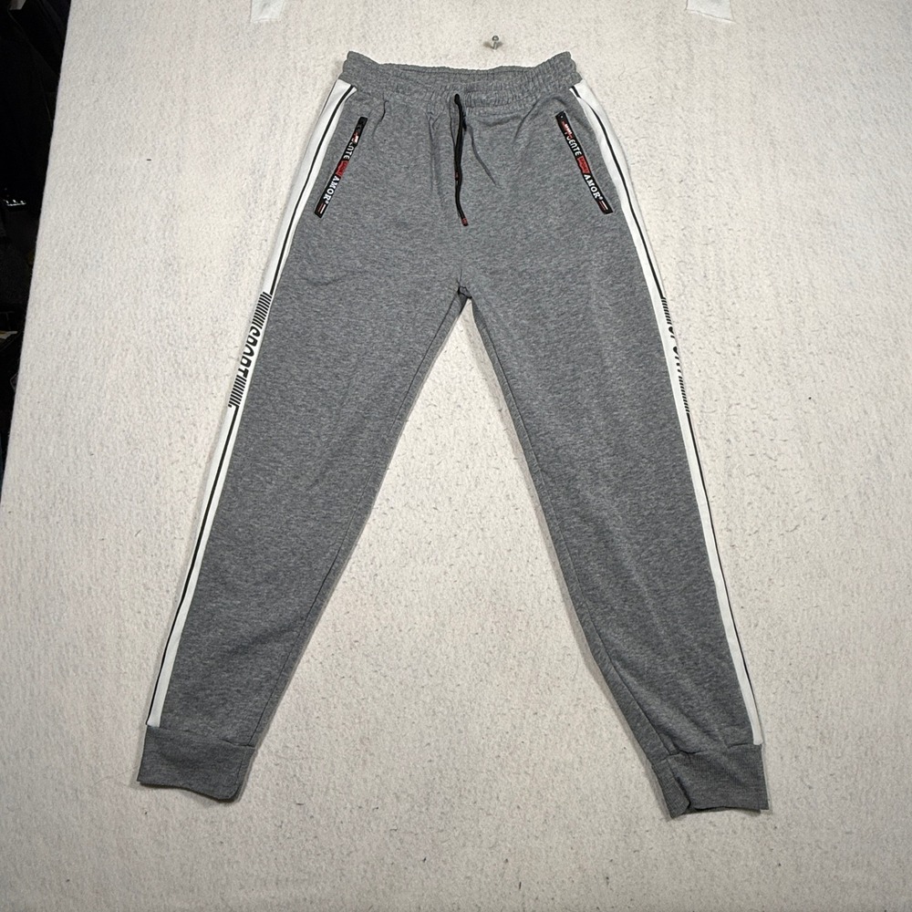 Fuente Amor Sport Gray Jogger Sweatpants Size 2XL Side Stripe Zip Pockets